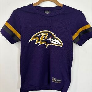 Ultra Game NFL Ravens Youth Soft Mesh T-Shirt • Purple/Black • Size 10-12